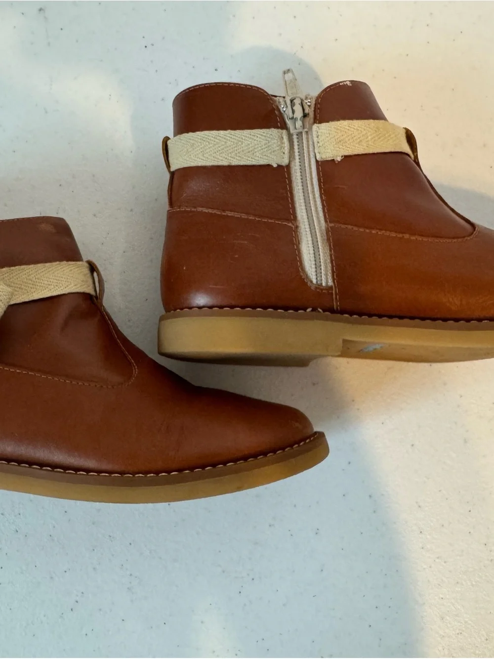 Elephantito Brown Sunny Bow Leather Ankle Boots Size 1